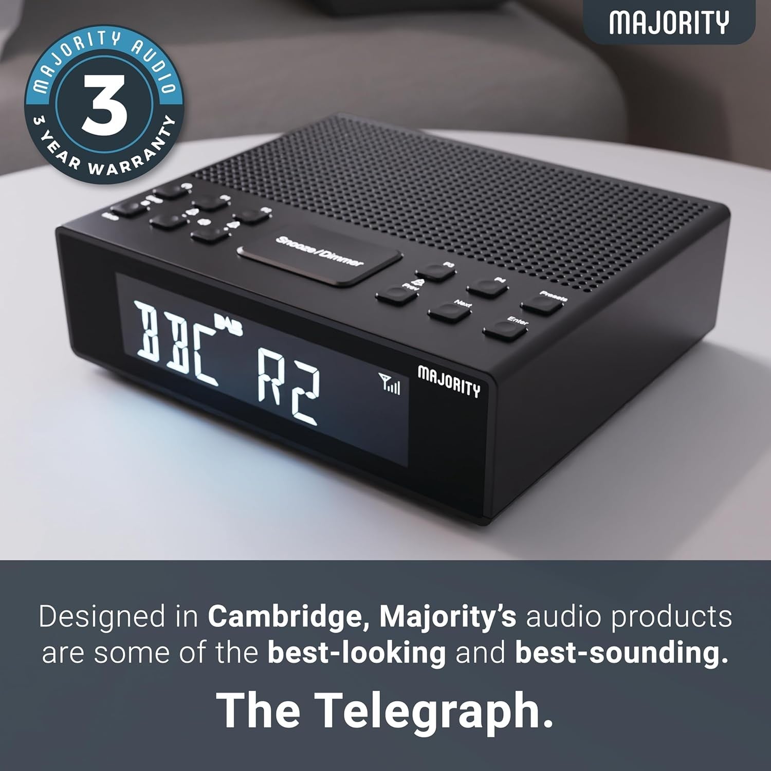 Bluetooth DAB Digital Clock Radio Dual Alarm USB Charging FM Speakers