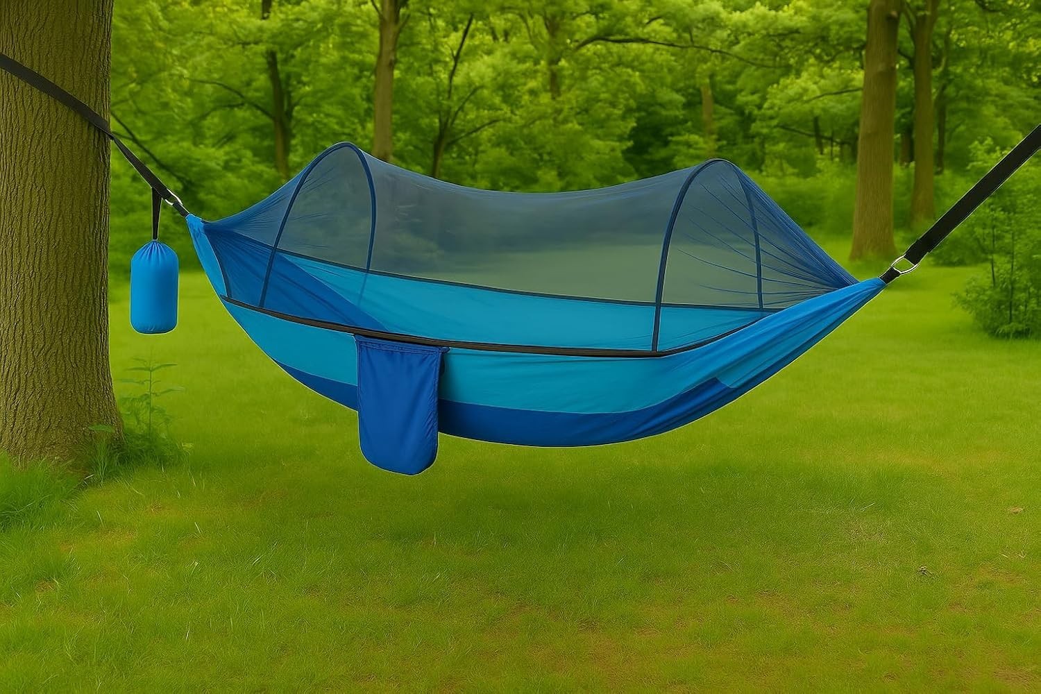 Portable Camping Hammock with Mosquito Net & Tree Straps 260x140 cm Lightweight