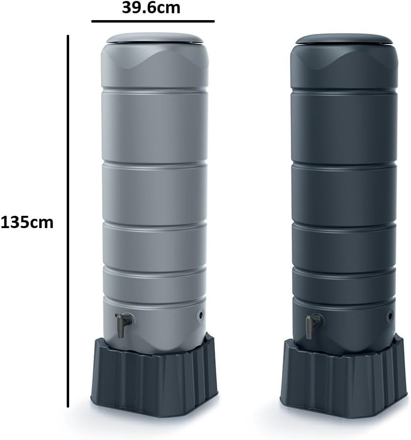 110L Rectangular Plastic Water Butt with 13-Piece Connection Kit Anthracite