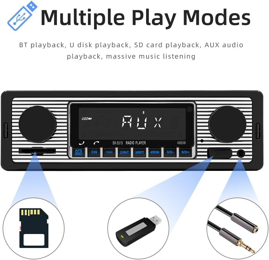 7" Single Din Car Stereo Bluetooth FM USB AUX