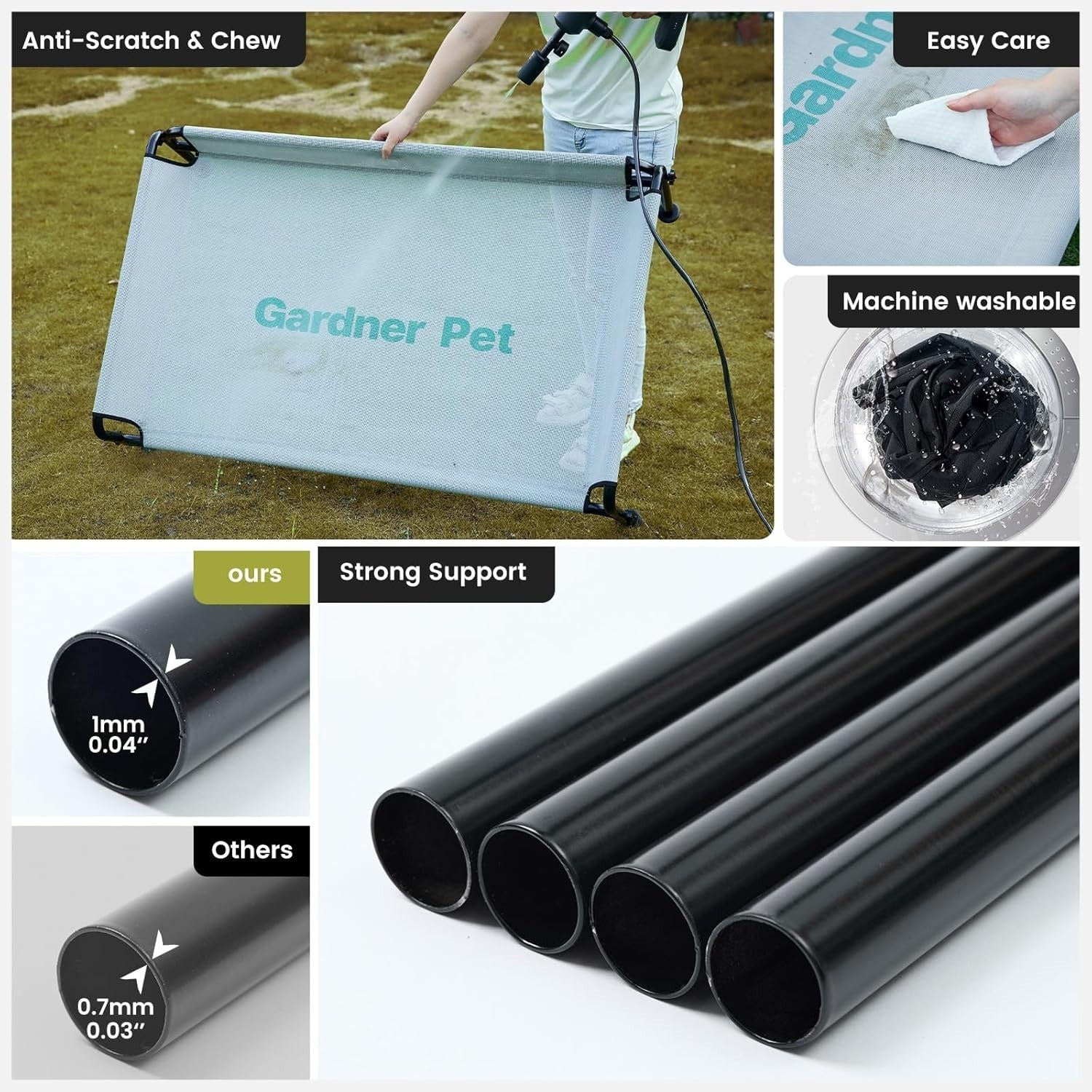 Elevated Dog Bed Large 124x77x31cm Outdoor Cooling Cot Black