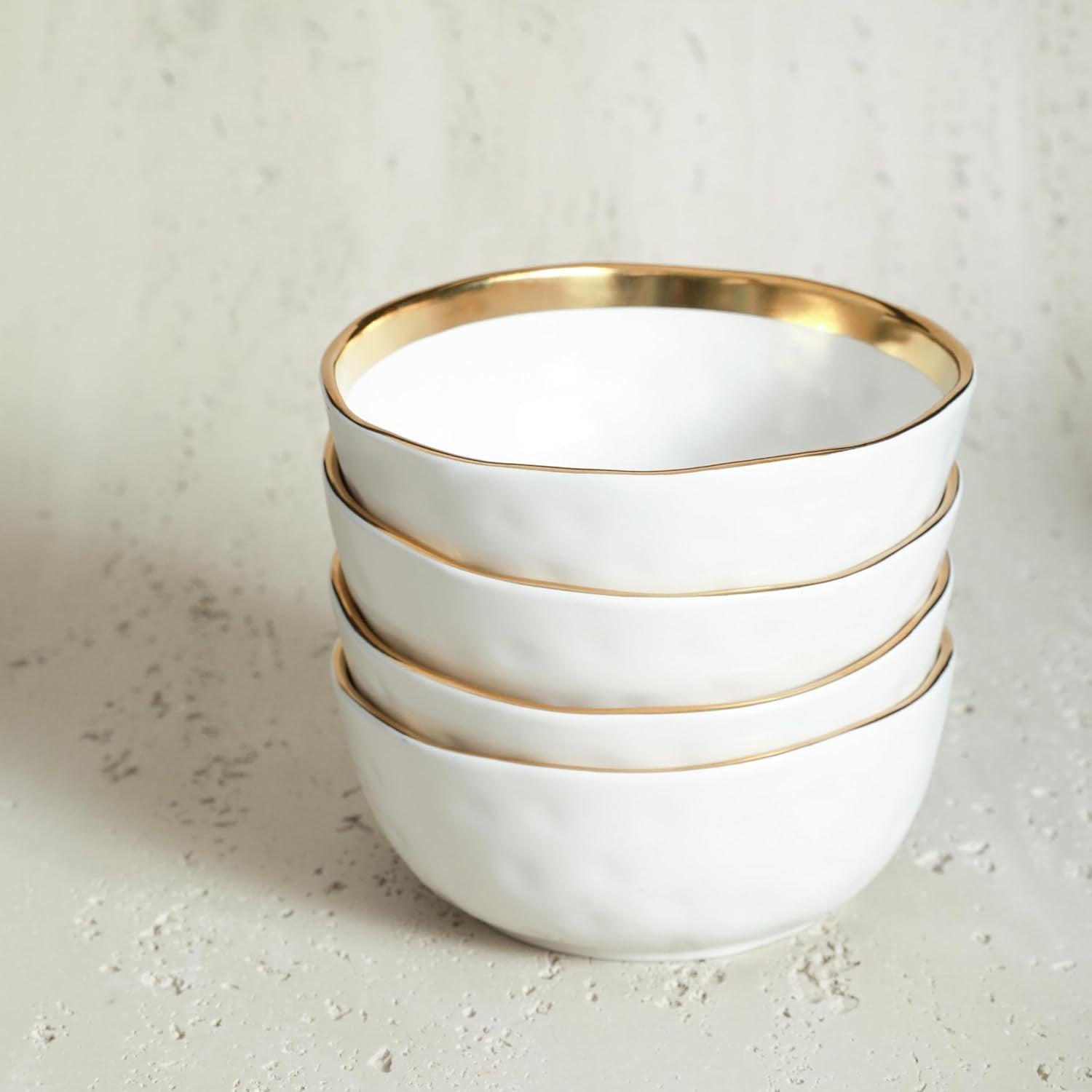 White Porcelain Dinnerware Set 32 Piece Service for 8 Gold Rim Plates