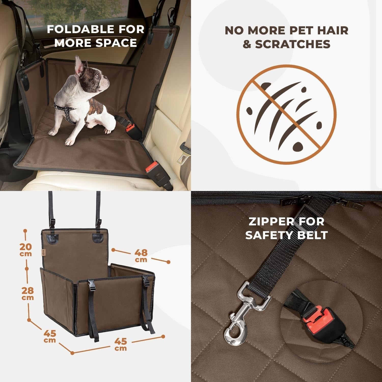 Waterproof Dog Booster Car Seat Rear Seat Travel Bed Safety Belt