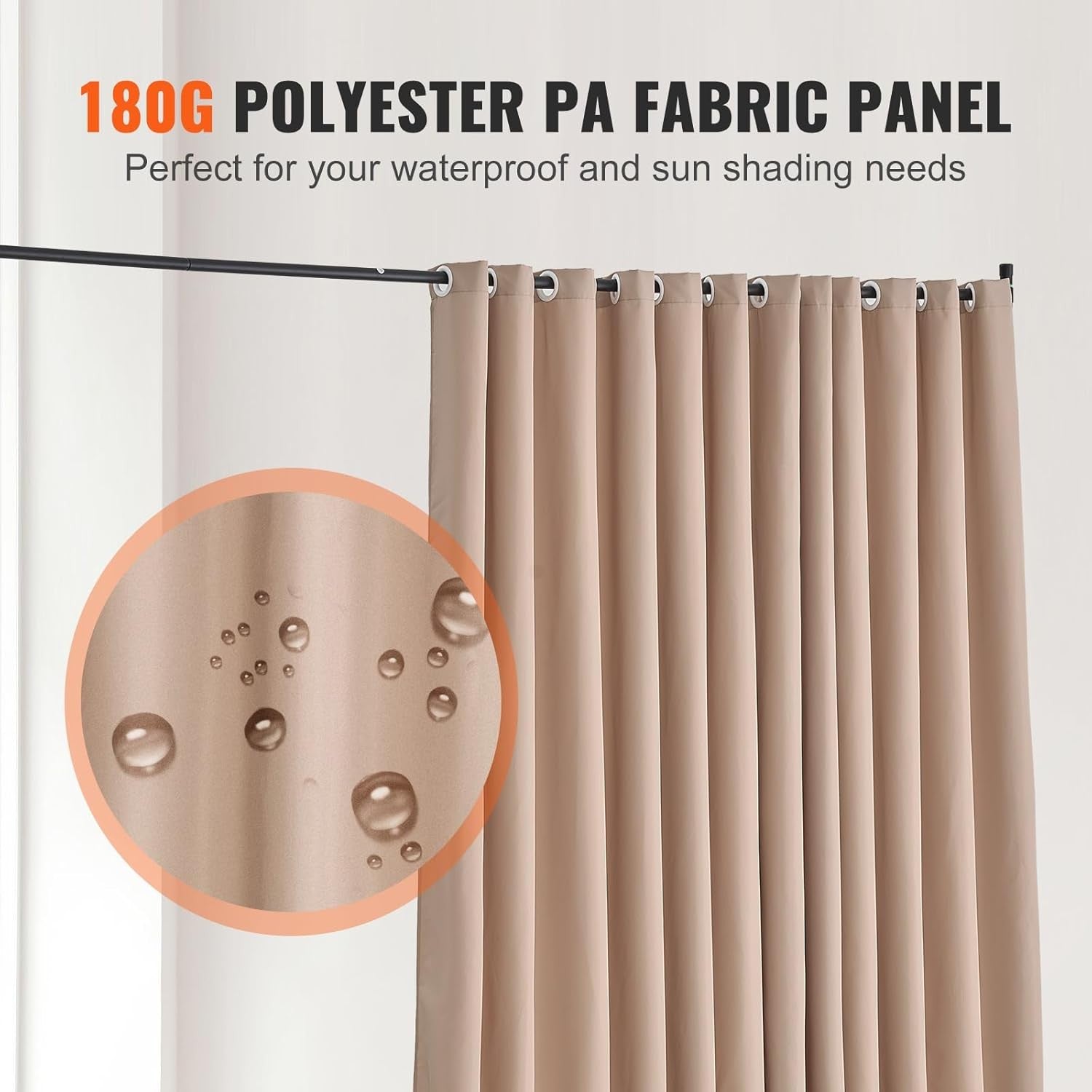 Portable Curtain Room Divider on Wheels Brown Privacy Screen 309x246cm