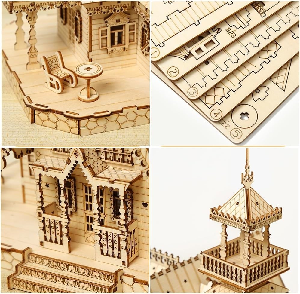 3D Wooden Castle Puzzle Model – DIY Craft Kit for Adults & Kids