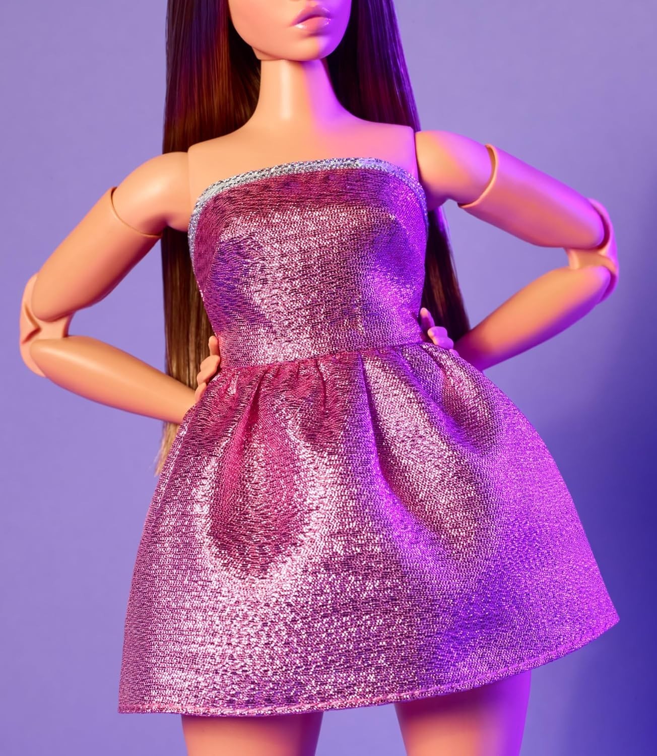 Y2K Collectible Fashion Doll Pink Shimmer Dress Articulated Body
