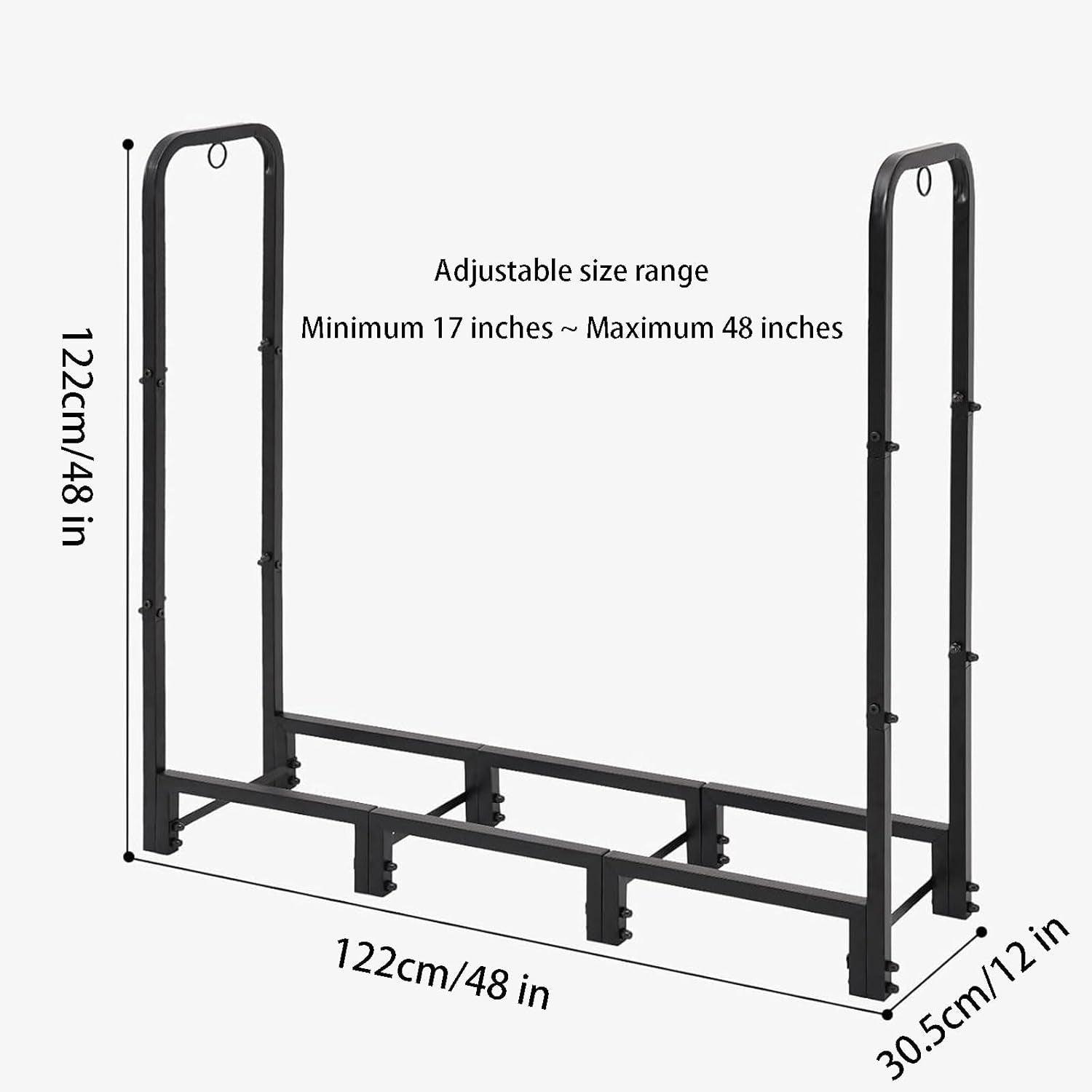 Adjustable Firewood Rack Indoor Outdoor Log Holder Heavy Duty Metal Shelf