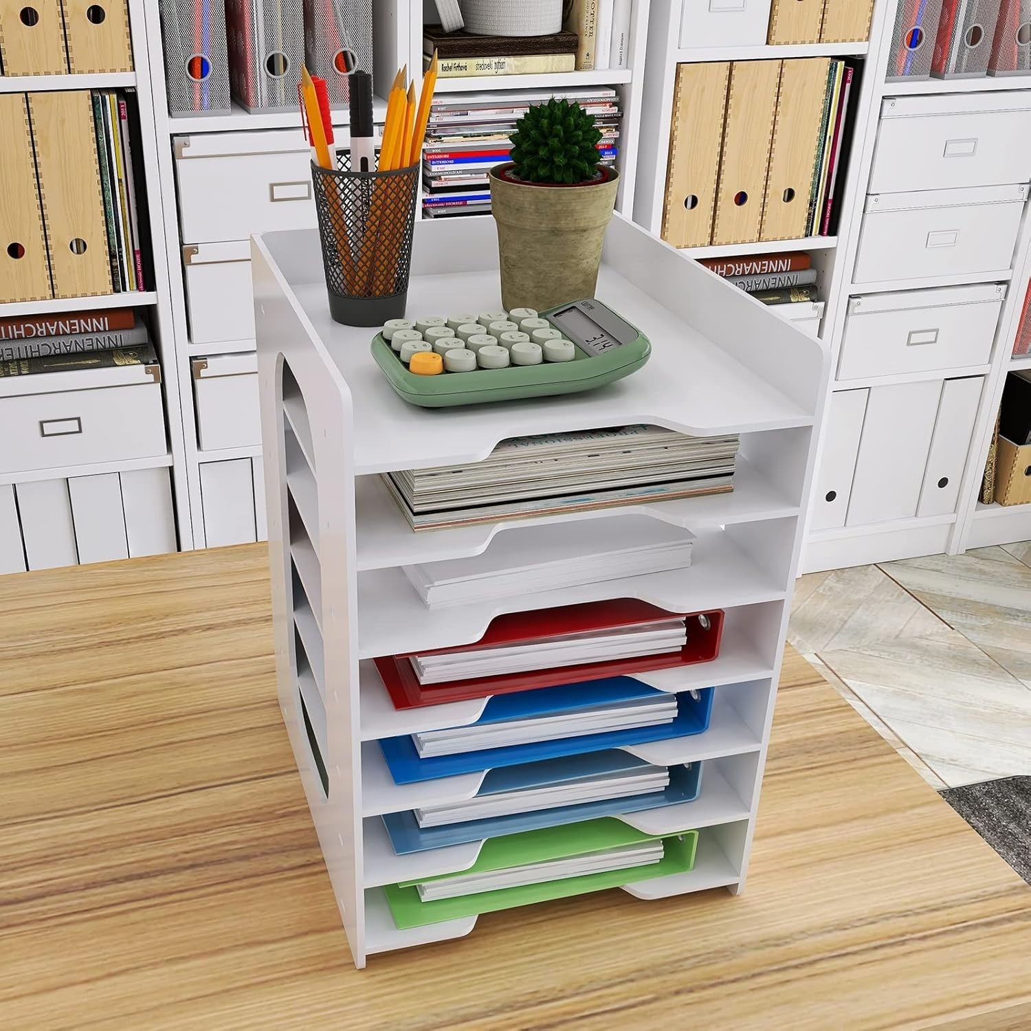 7-Tier Desk File Organizer Letter Tray A4 Paper Holder Document Rack