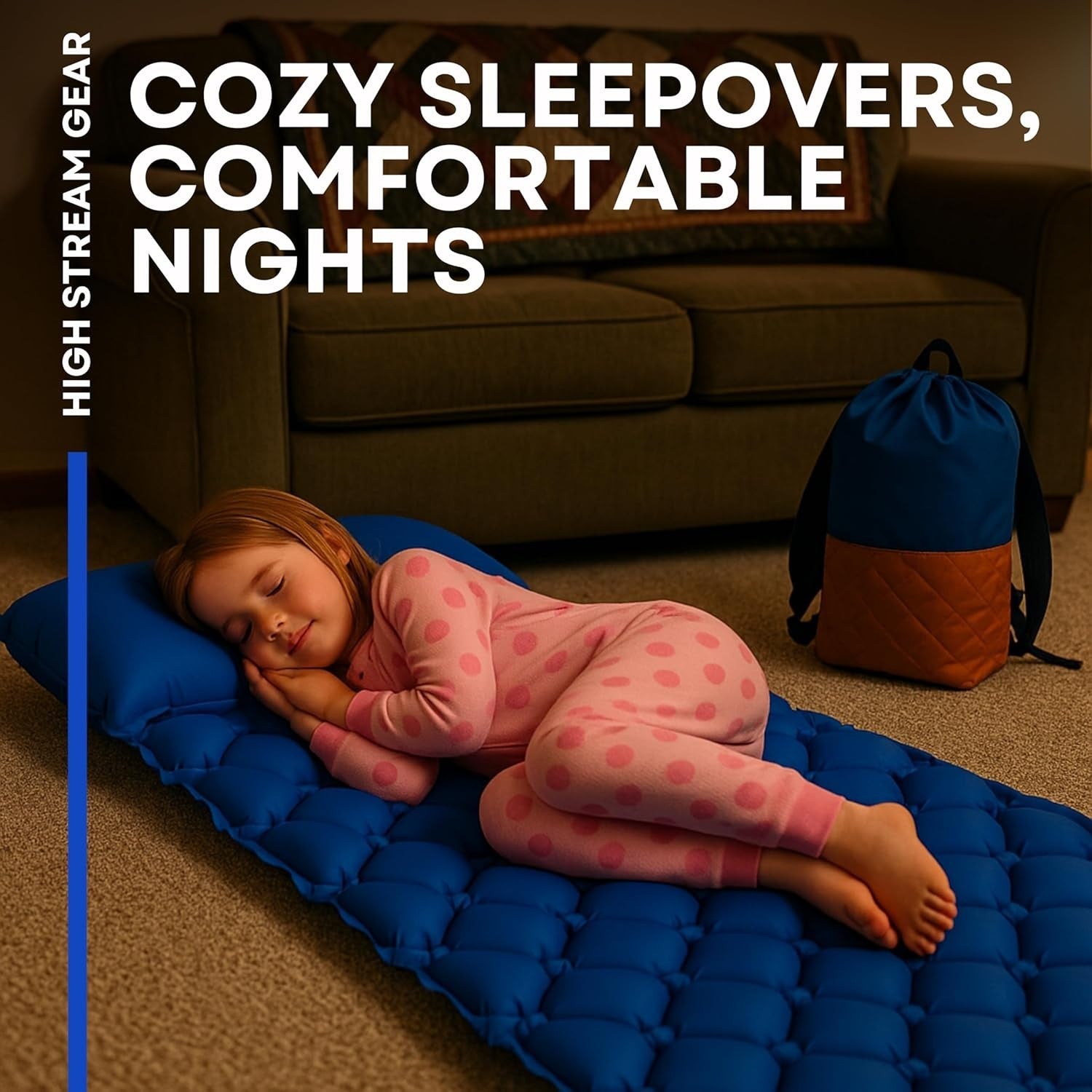 Kids Inflatable Sleeping Mat with Pillow | Portable Camping Travel Bed