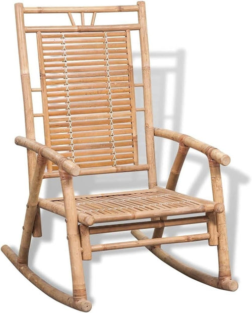 Weather-Resistant Bamboo Rocking Chair Easy Clean Natural Indoor Outdoor