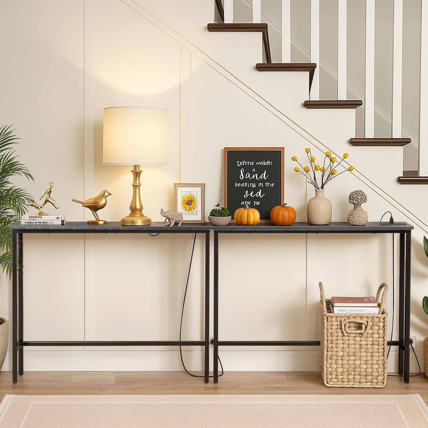 Slim Console Table with USB Ports, Power Outlets & Charging Hub