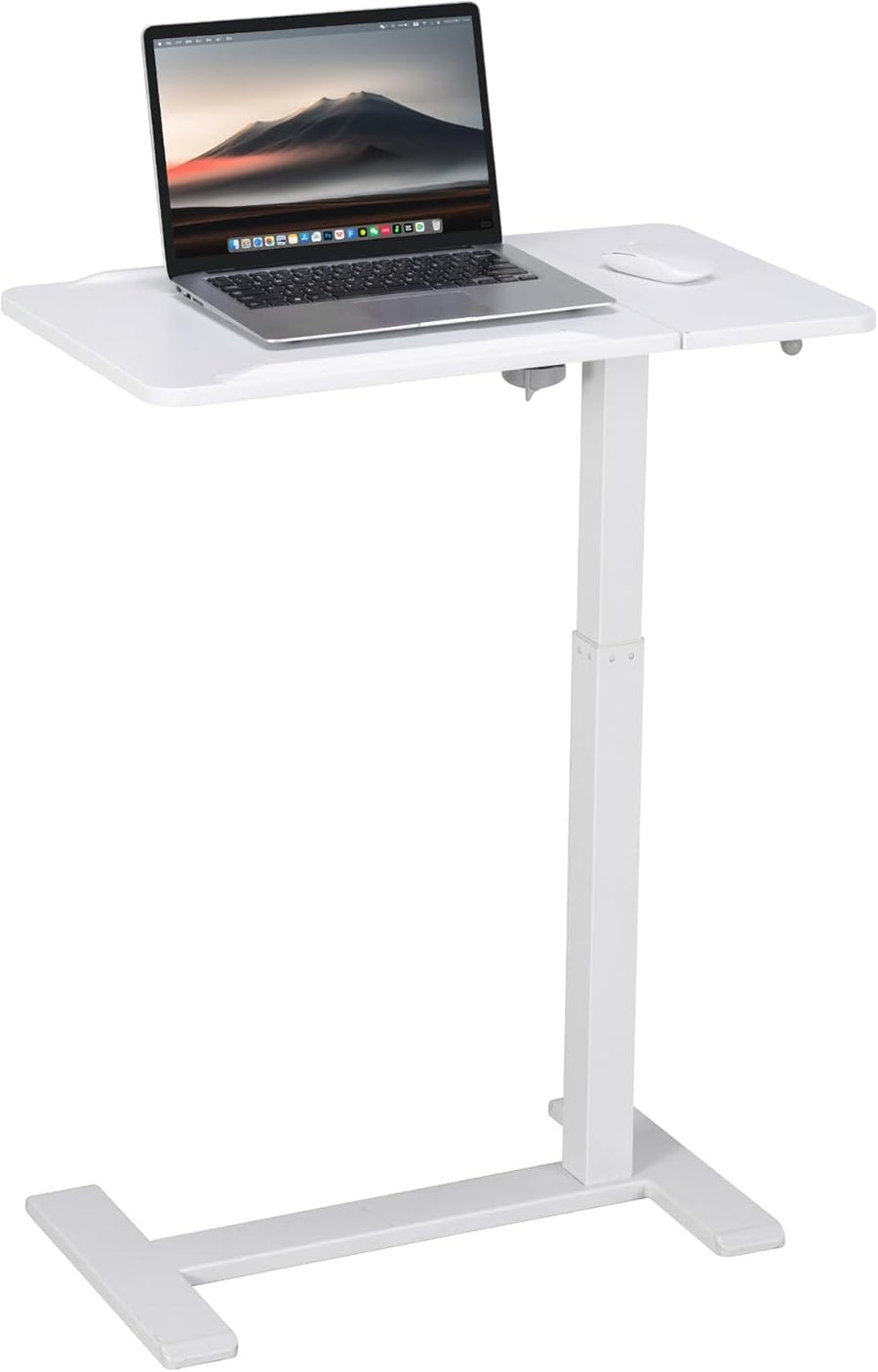 Overbed Laptop Table Height Adjustable Rolling Desk C Shape Tilt Top White