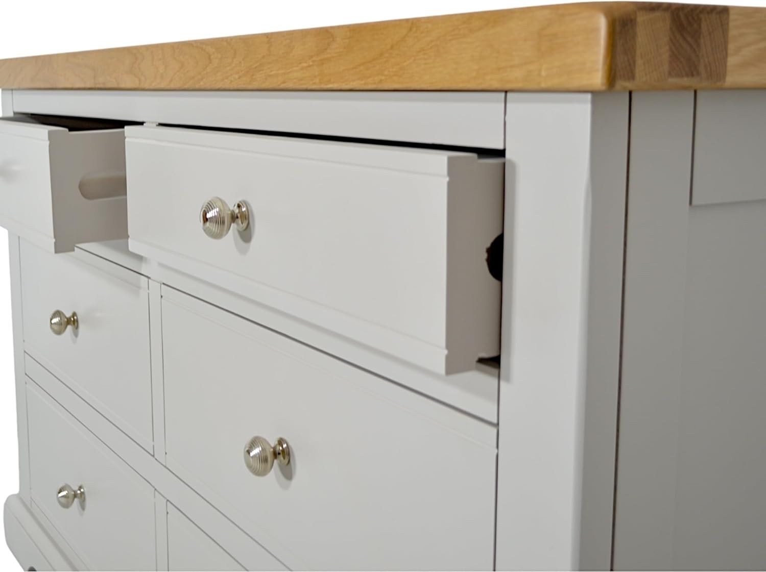 Grey Chest of 6 Drawers Oak Top, Bedroom Storage, Ready Assembled