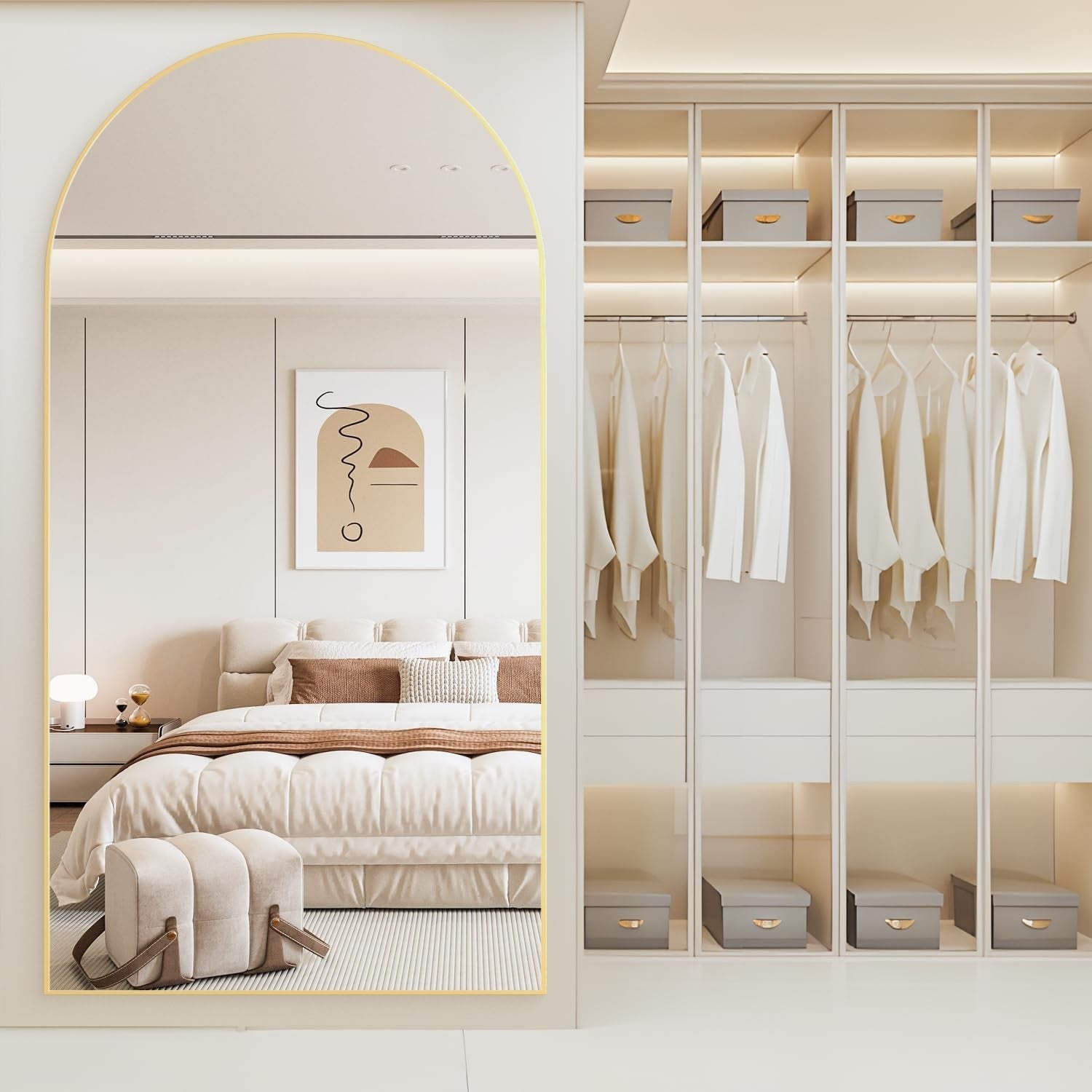 198x96cm Gold Arch Full Length Mirror Wall Leaning Floor Standing Luxury