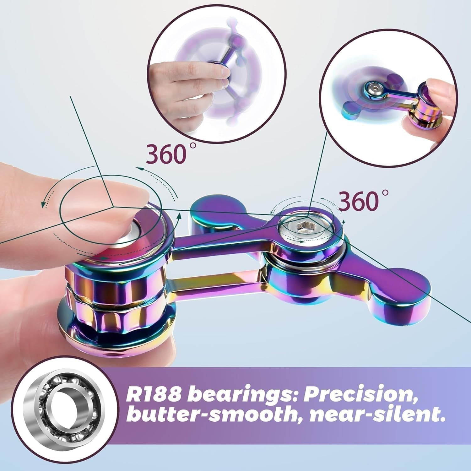 Silent Metal Fidget Spinner Stress Relief ADHD Anxiety Desk Toy