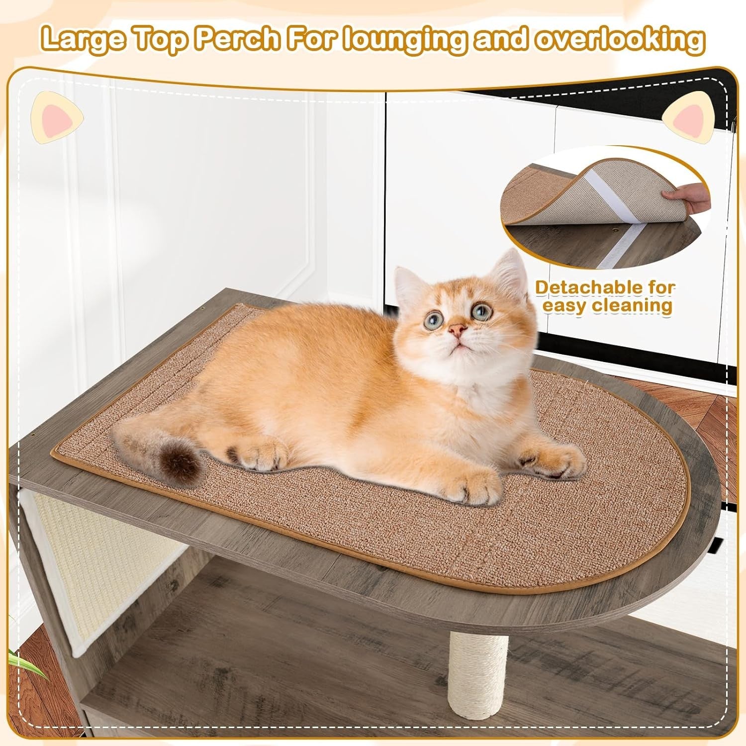 Cat Tree with Hidden Litter Box Cabinet 2 in 1 Scratching Post Condo