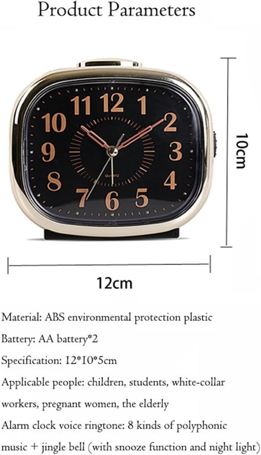 Silent Alarm Clock Night Light Snooze Loud Wake Up Bedside for Heavy Sleepers
