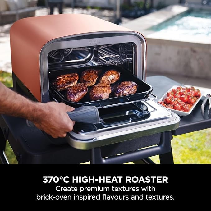 8-in-1 Electric Outdoor Pizza Oven BBQ Smoker with Rack & Pizza Stone