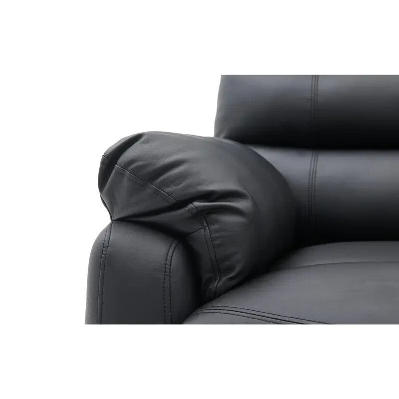 3 Seater Recliner Sofa With Chaise Black Faux Leather Left Recline Couch