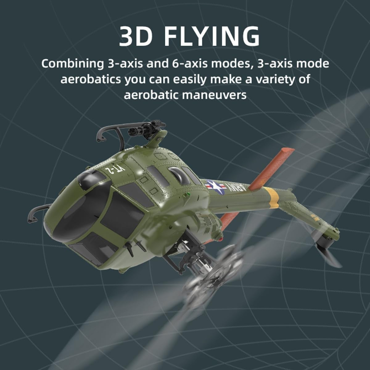 RC Huey Helicopter 6CH 2.4G Brushless Flybarless Military Scale Model