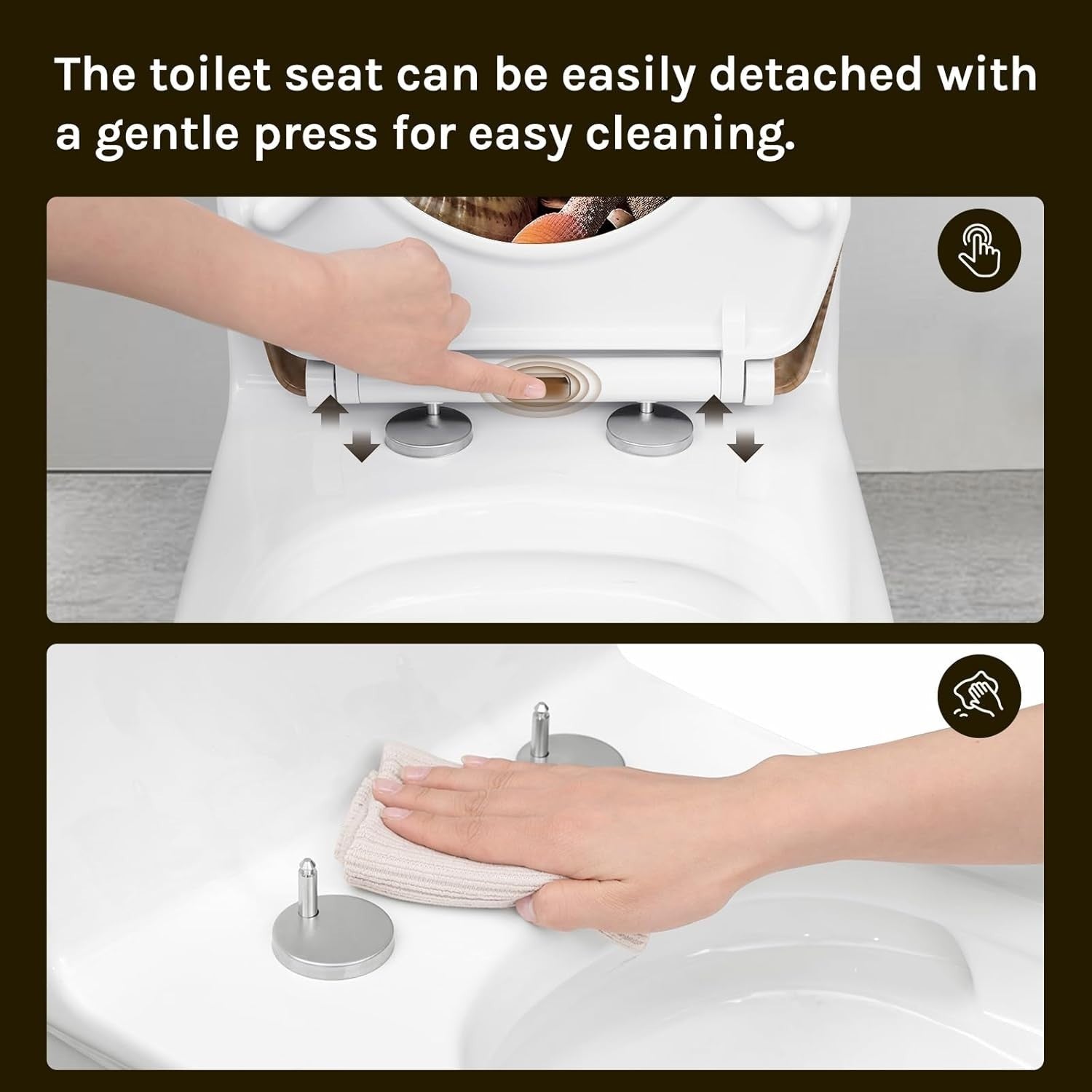 O-Shaped Toilet Seat Soft Close Quick Release Duroplast Sea Pattern Top Bottom