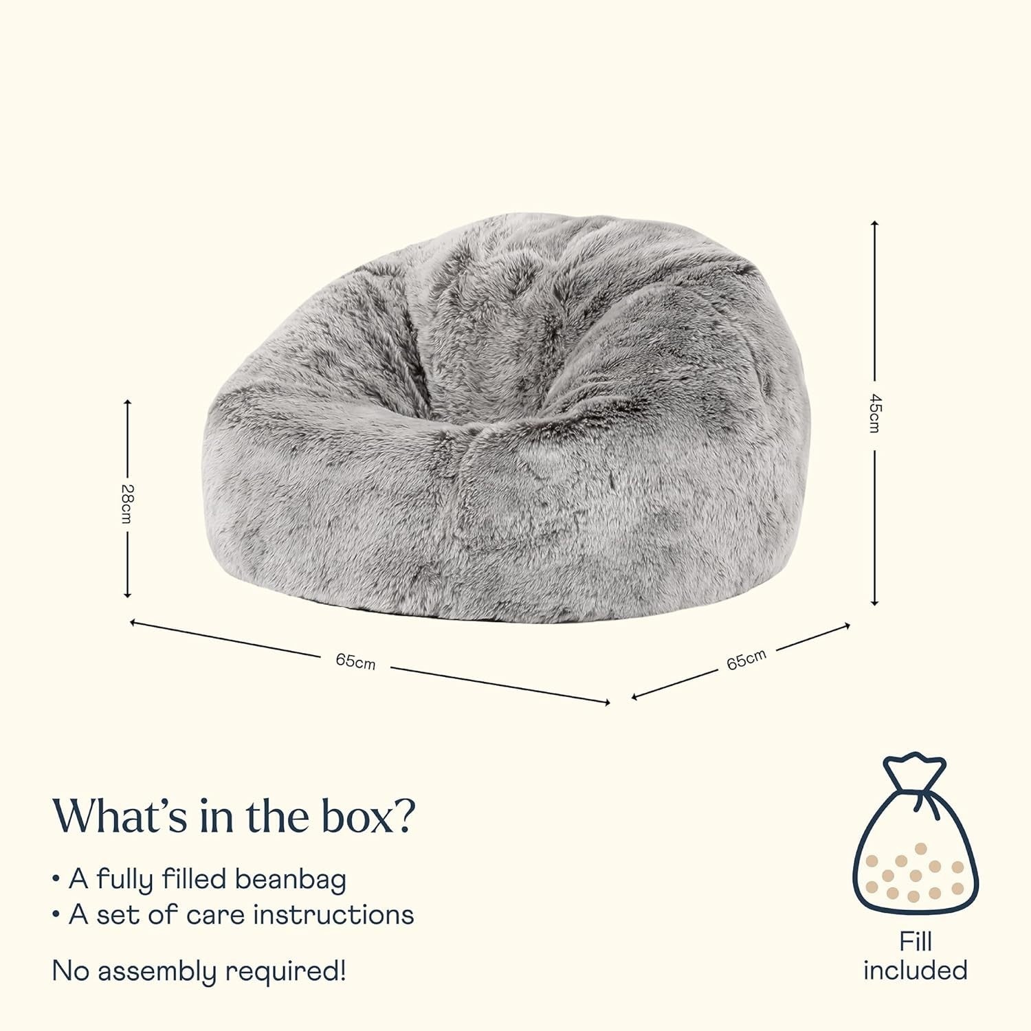 Kids Faux Fur Bean Bag Chair Soft Fluffy Seat for Bedroom Gaming Room
