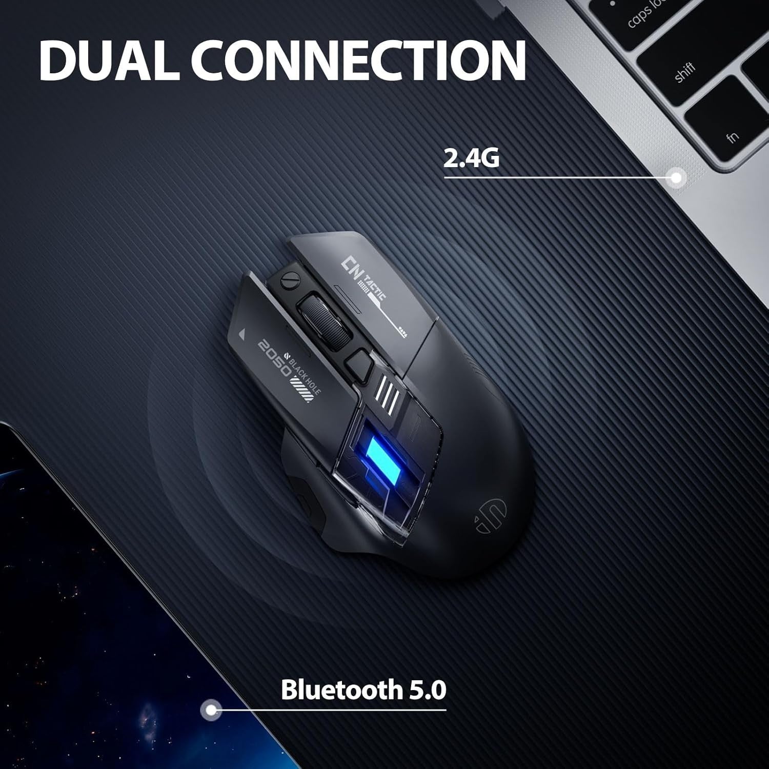 Bluetooth Rechargeable Wireless Mouse RGB 2400DPI Dual Mode Laptop PC