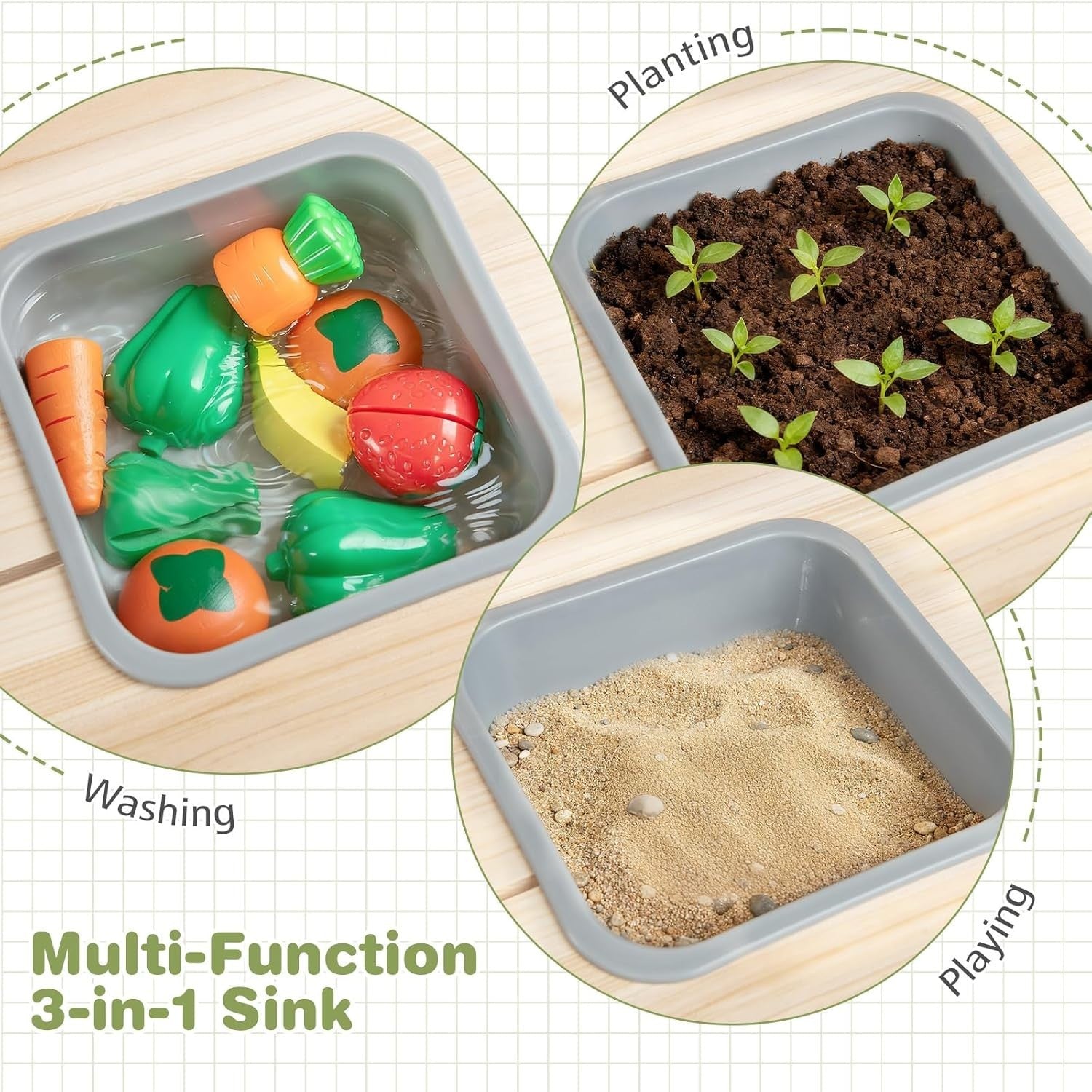 Outdoor Kids Mud Kitchen Wooden Playset Chalkboard Sink Toy