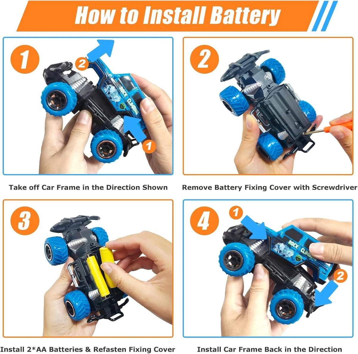 Kids Mini RC Car – Cartoon Remote Control Toy for Ages 3–6, Blue