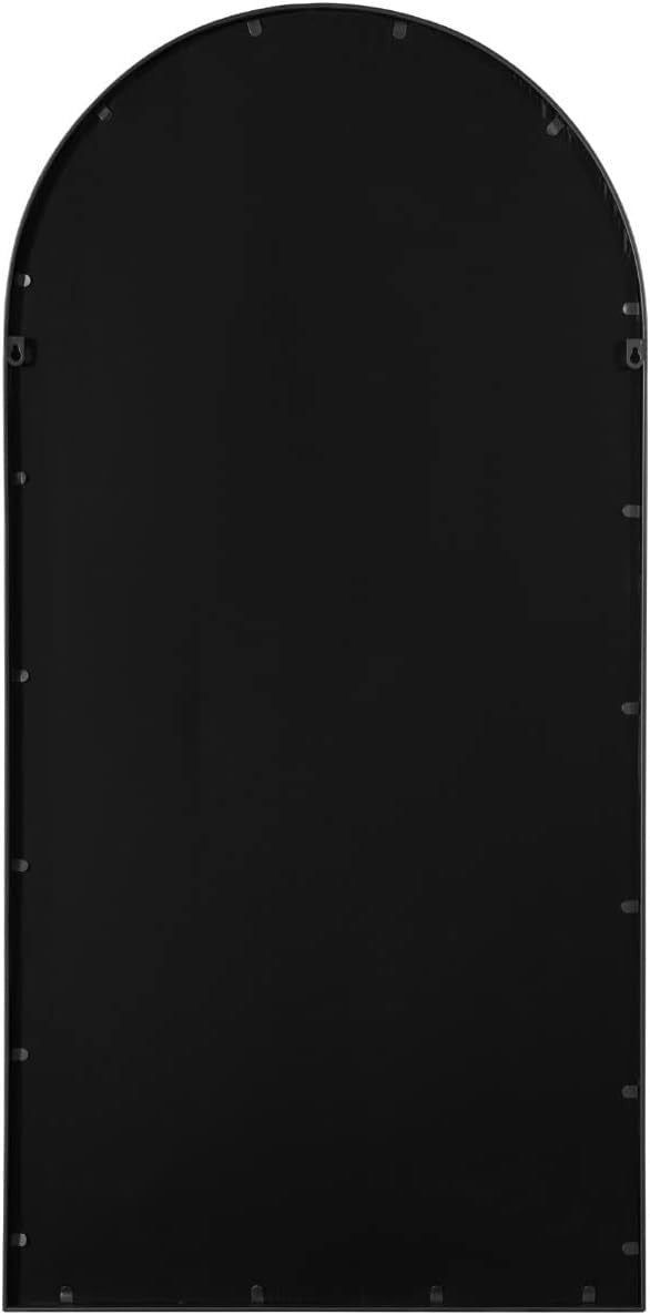 Modern Black Metal Arched Wall Mirror 140x70cm Leaner & Wall Mount