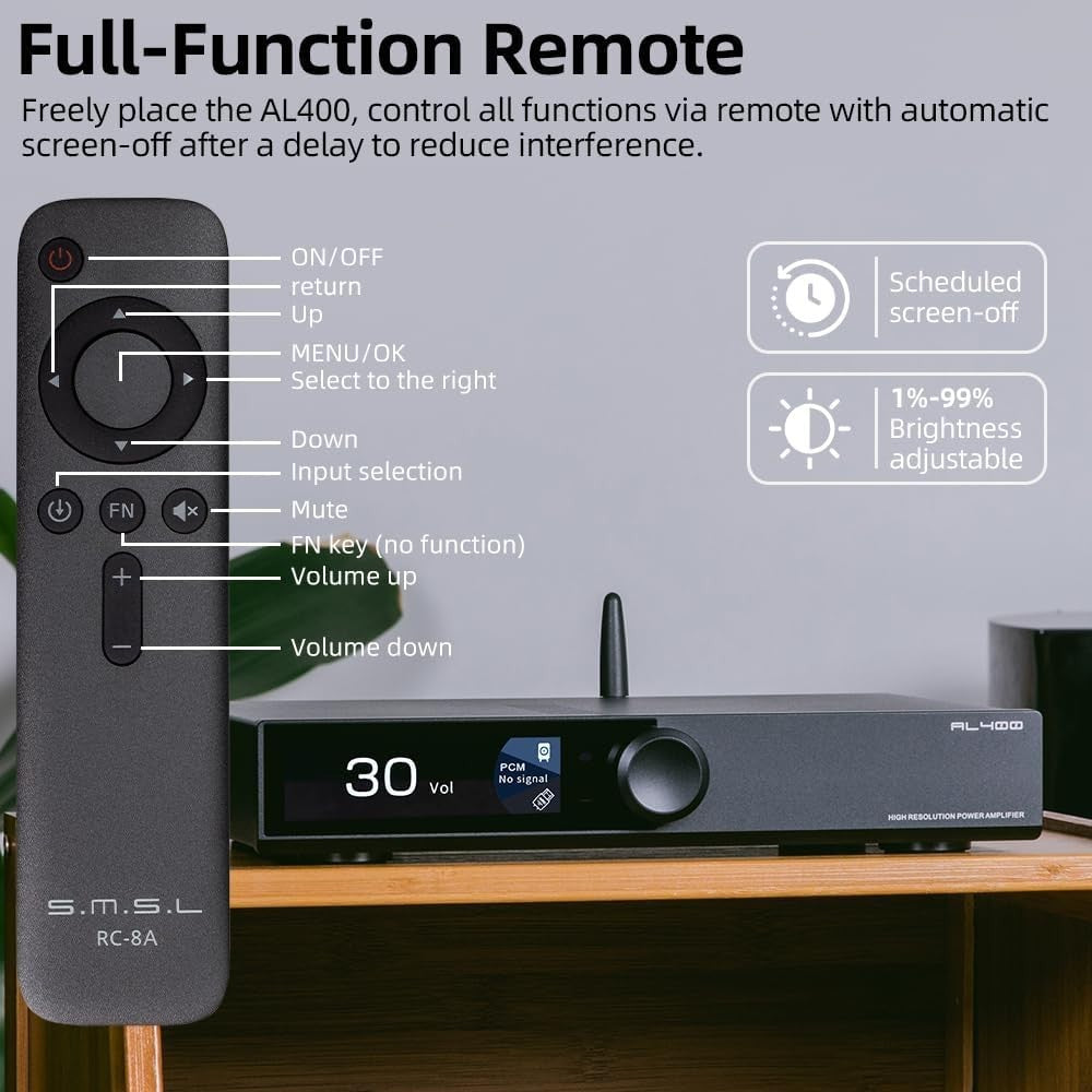 AL400 HiFi All-in-One Decoder Phono Preamp Power Amp eARC Stereo Silver