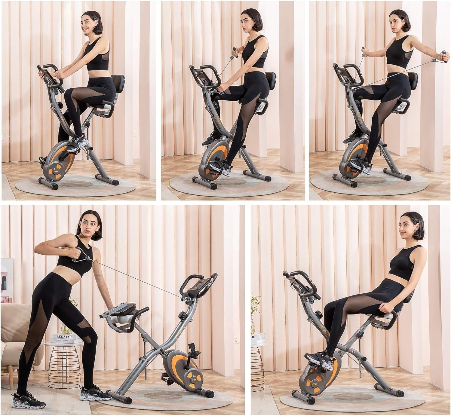 3-in-1 Folding Exercise Bike w/ 12-Level Magnetic Resistance & Arm Bands