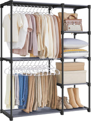 Freestanding Wardrobe with Shelves & Rails – Grey 165cm