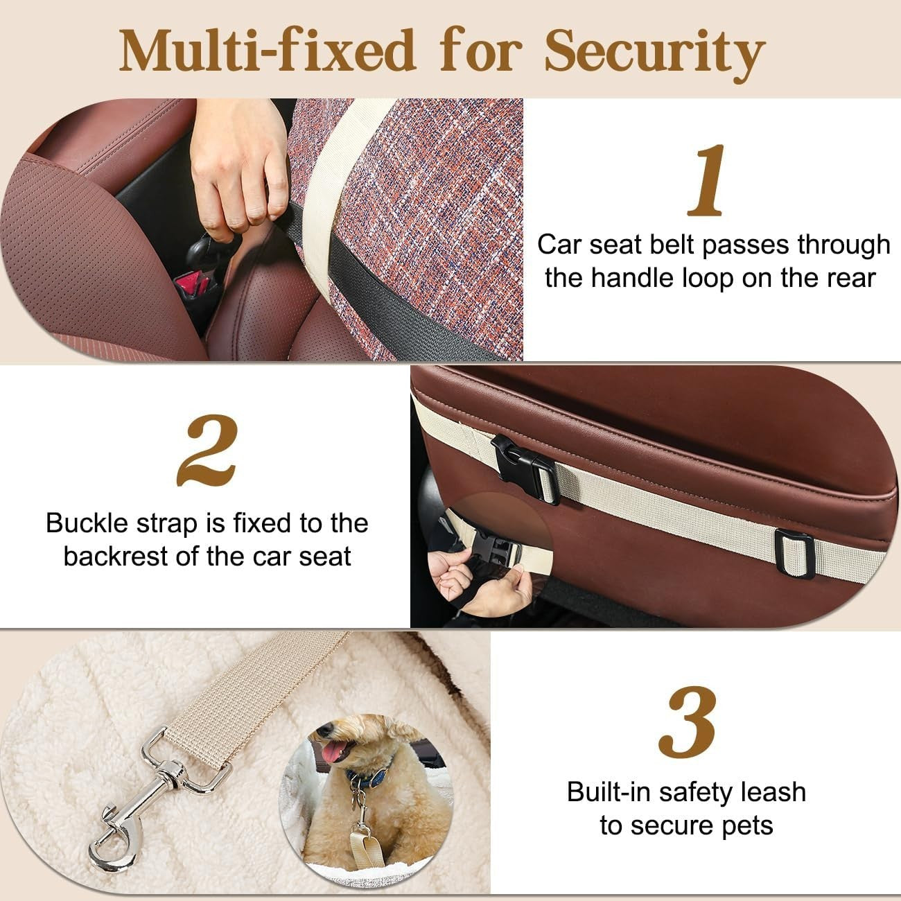 Dog Booster Car Seat Pet Travel Bed Safety Leash Washable 25lb