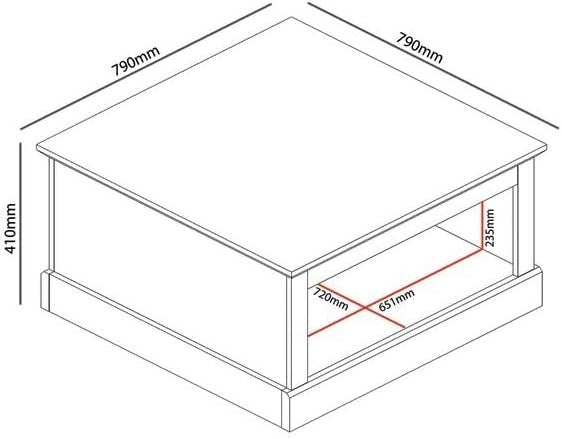 White Square Coffee Table with Storage – Modern 79x79cm Wood Cabinet