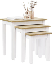 Space Saving Nesting End Tables Set of 3 Oak White Engineered Wood Coffee Sofa