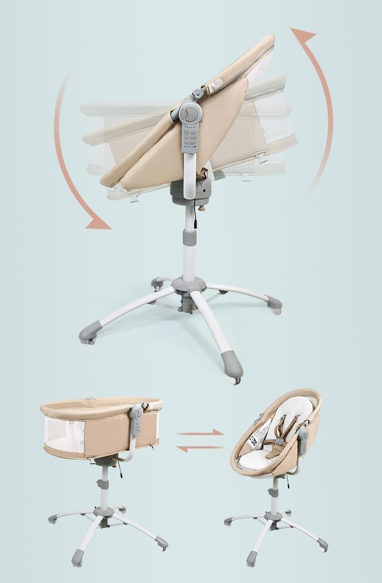 3in1 Electric Baby Cradle Bluetooth Bassinet with Music, Remote & Wheels Grey