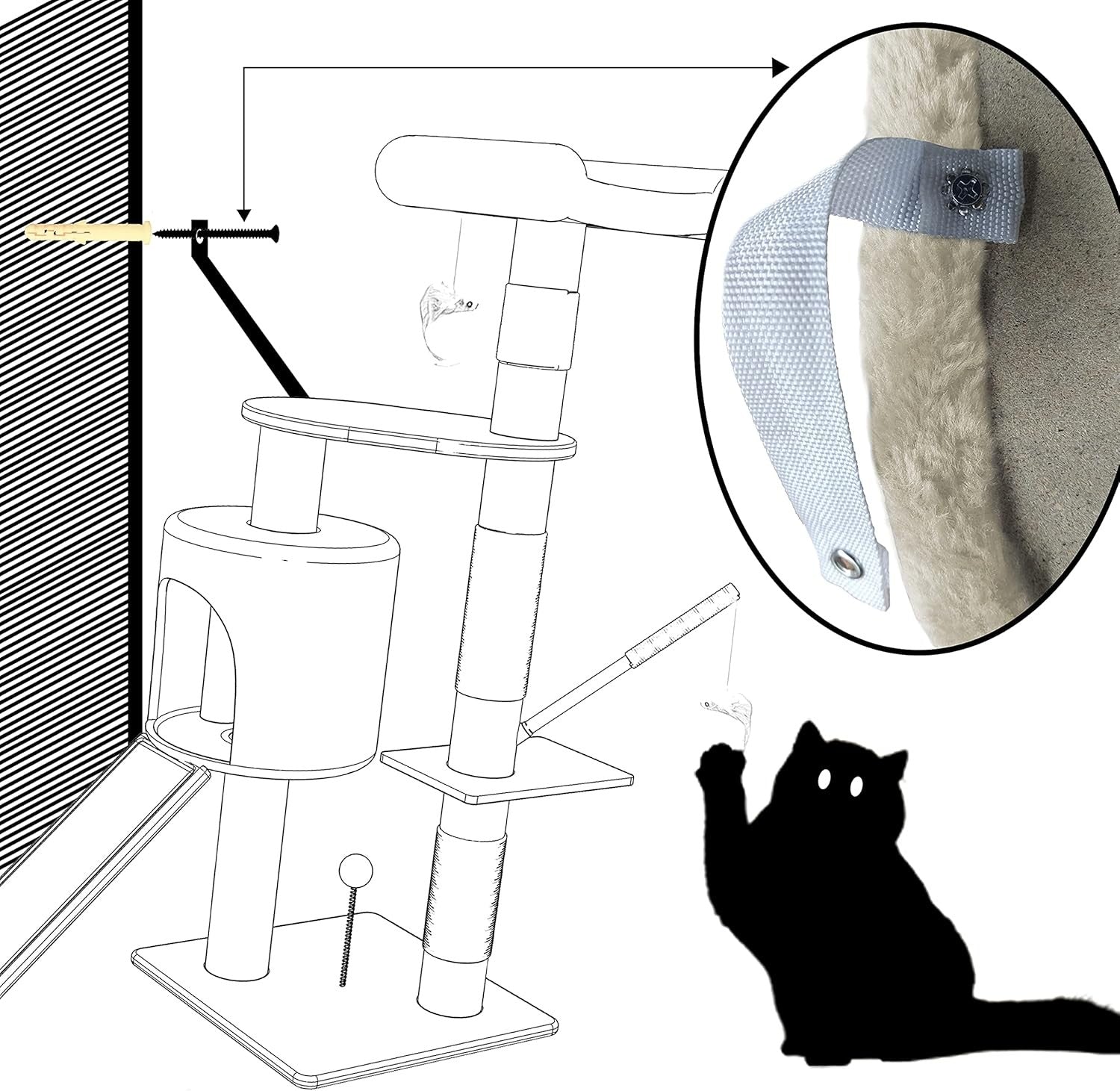Cat Tree Scratching Post 112cm Activity Centre Condo Ramp Beige