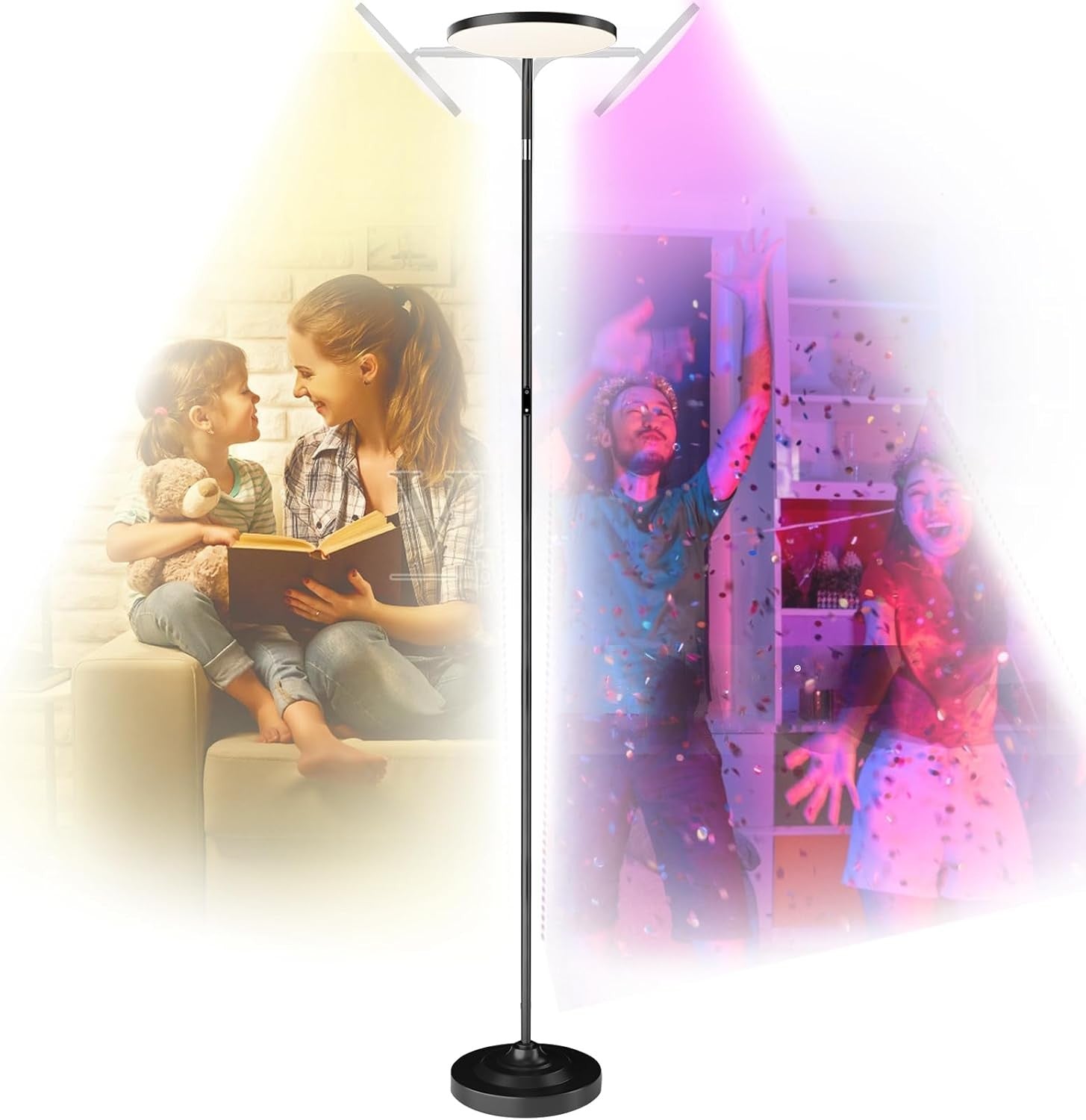 RGB LED Floor Lamp 36W Remote Dimmable 350° Rotating Modern Standing Light
