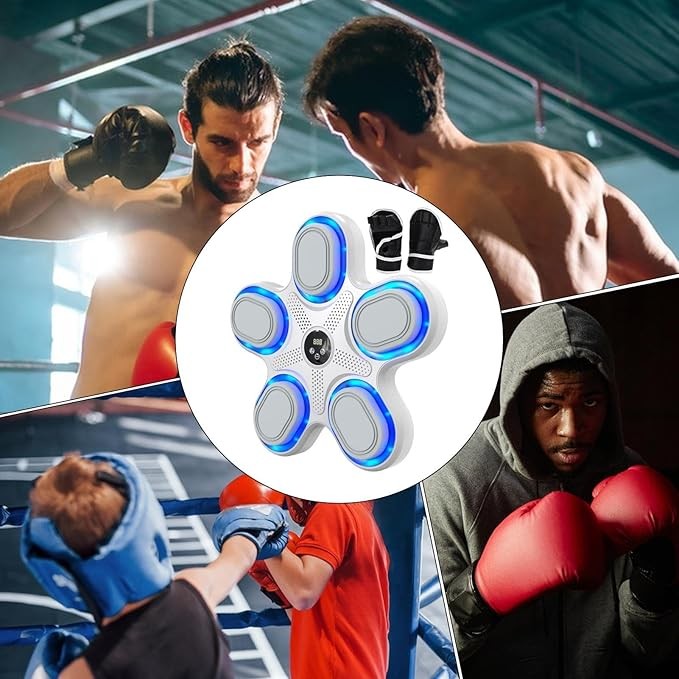 Music Boxing Machine Wall Mounted LED Smart Punch Trainer Gloves Home Gym
