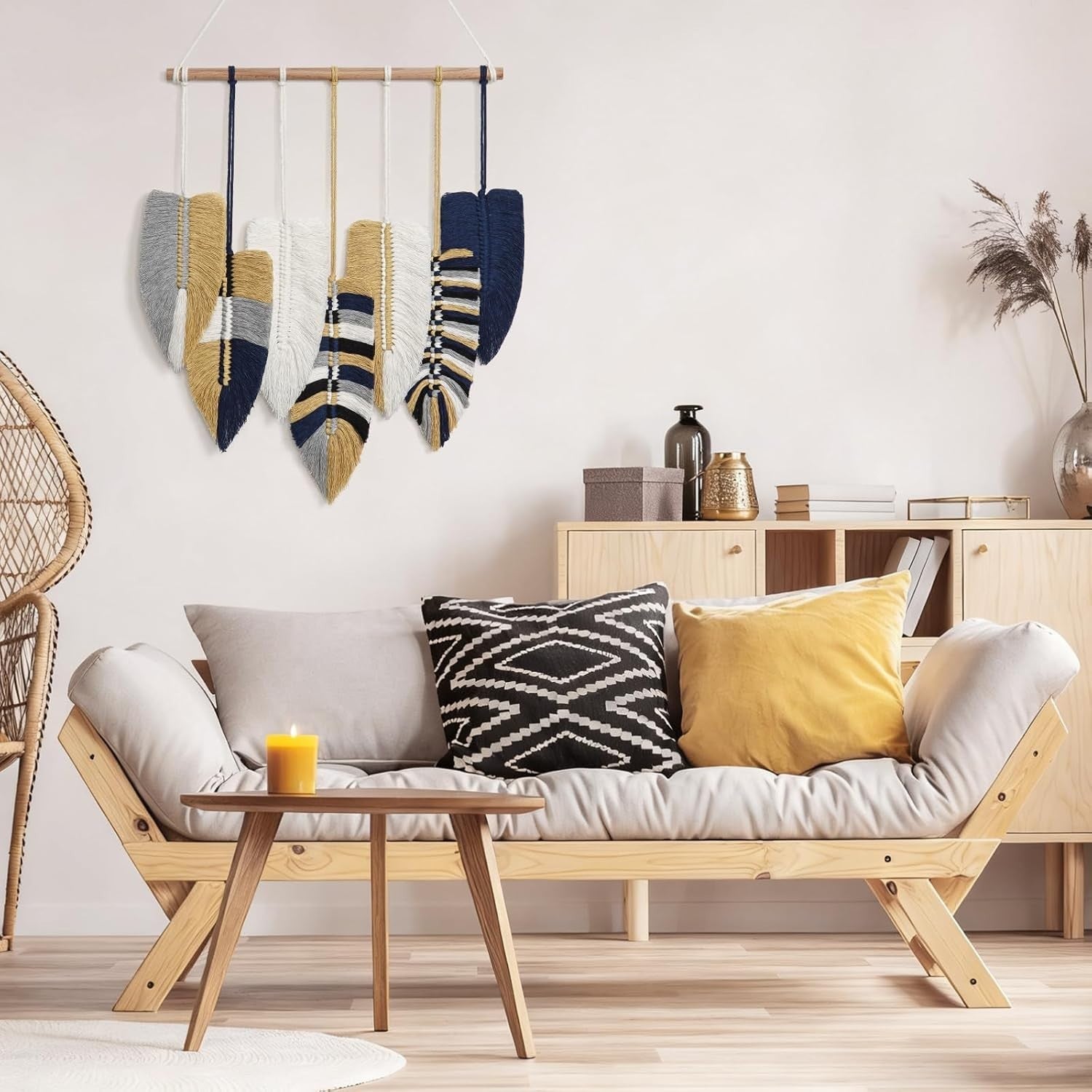 Boho Macrame Wall Hanging Leaf Tapestry 52x40cm Home Decor