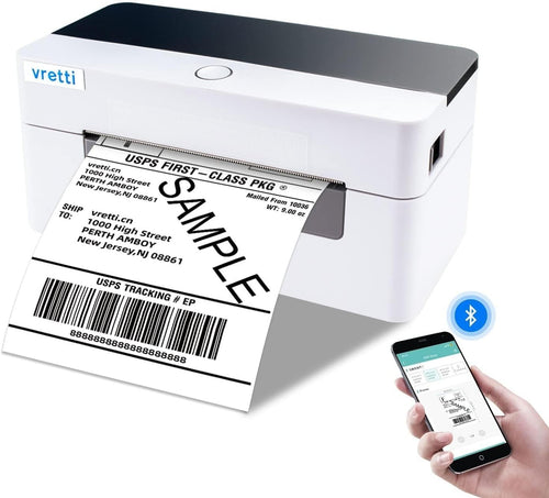 4x6 Thermal Shipping Label Printer USB Bluetooth 203DPI White 40–110mm