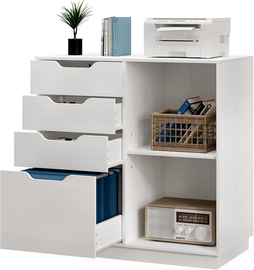 Large 4 Drawer Lateral File Cabinet A4 Letter Printer Stand Storage