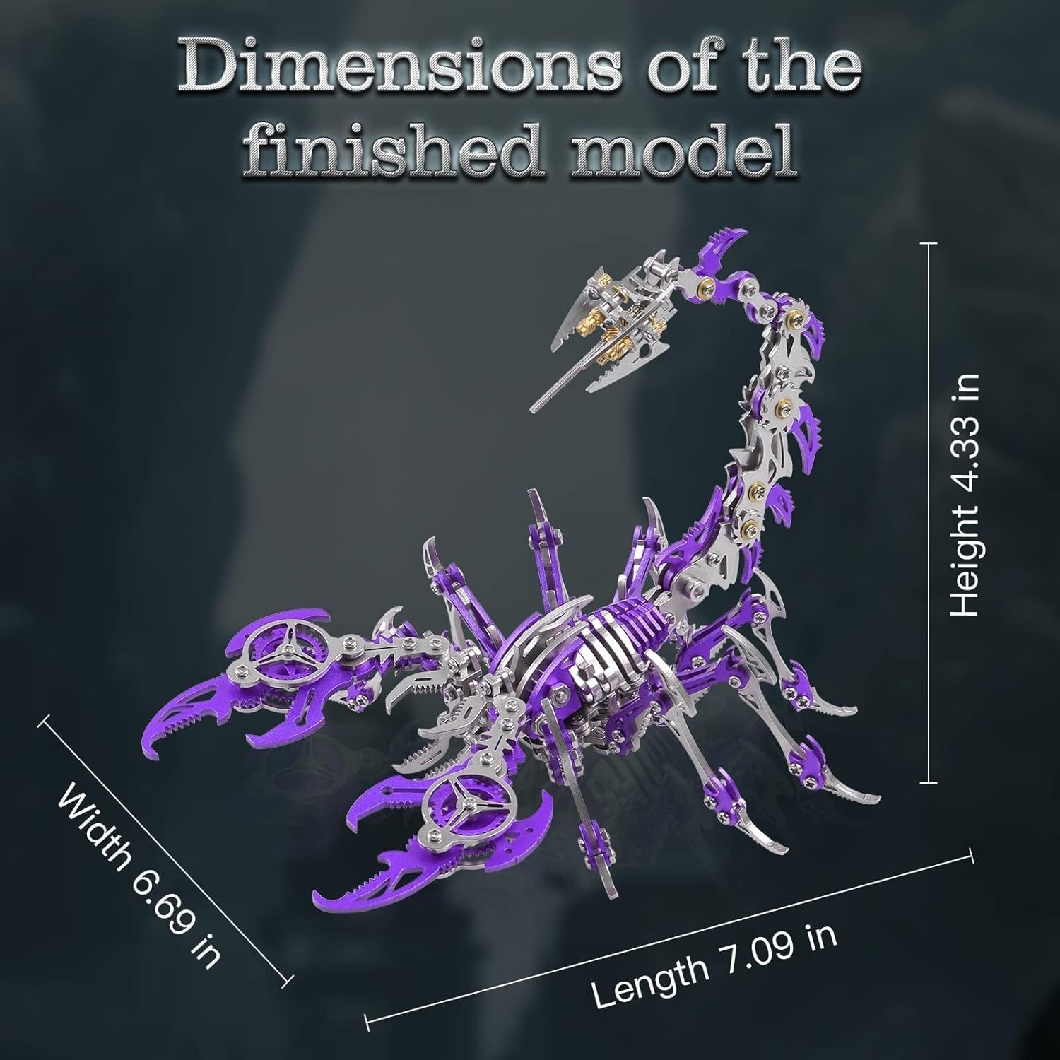 3D Metal Scorpion Puzzle Kit 454PCS Purple DIY Mechanical Model Gift