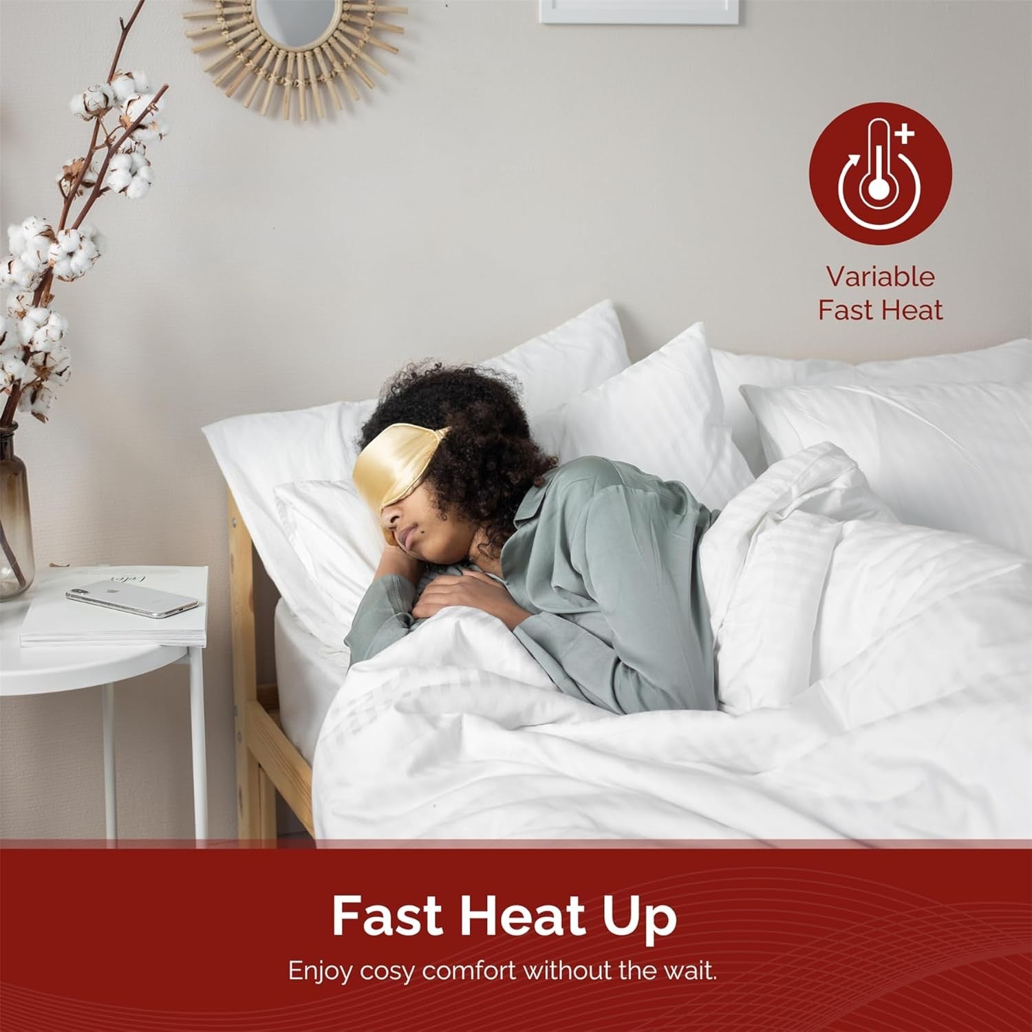 King Electric Heated Underblanket Fitted Bed Warmer 3 Heat Levels Washable