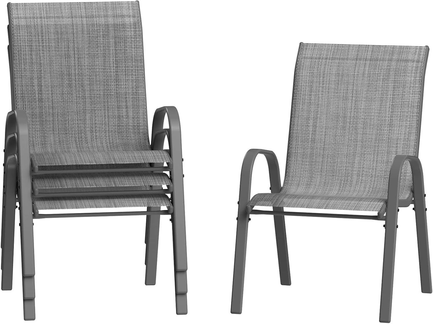 Stackable Outdoor Patio Chairs Set of 4 | Weatherproof Garden Dining Seats