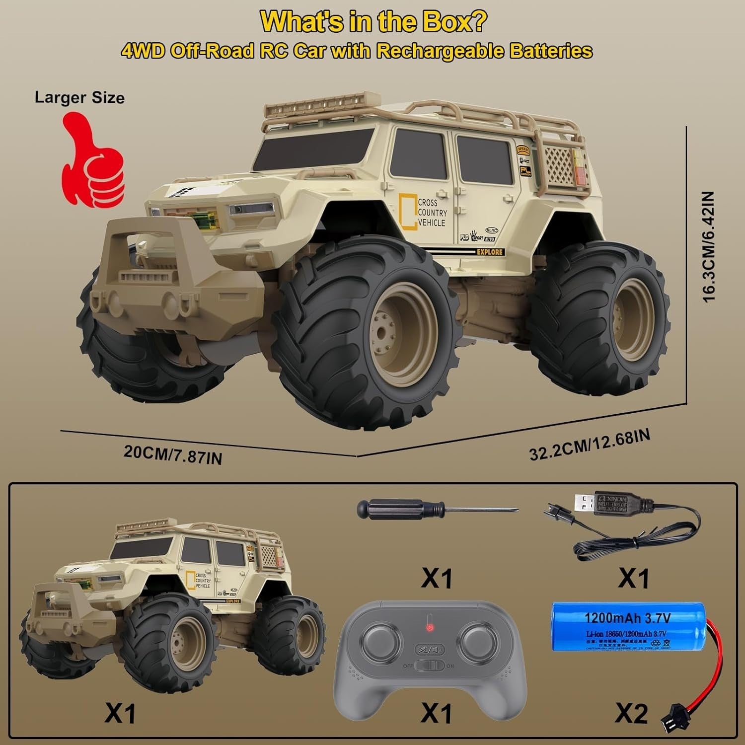 Amphibious 1:14 RC Car 4WD – Waterproof Off-Road Truck w/ LED Lights