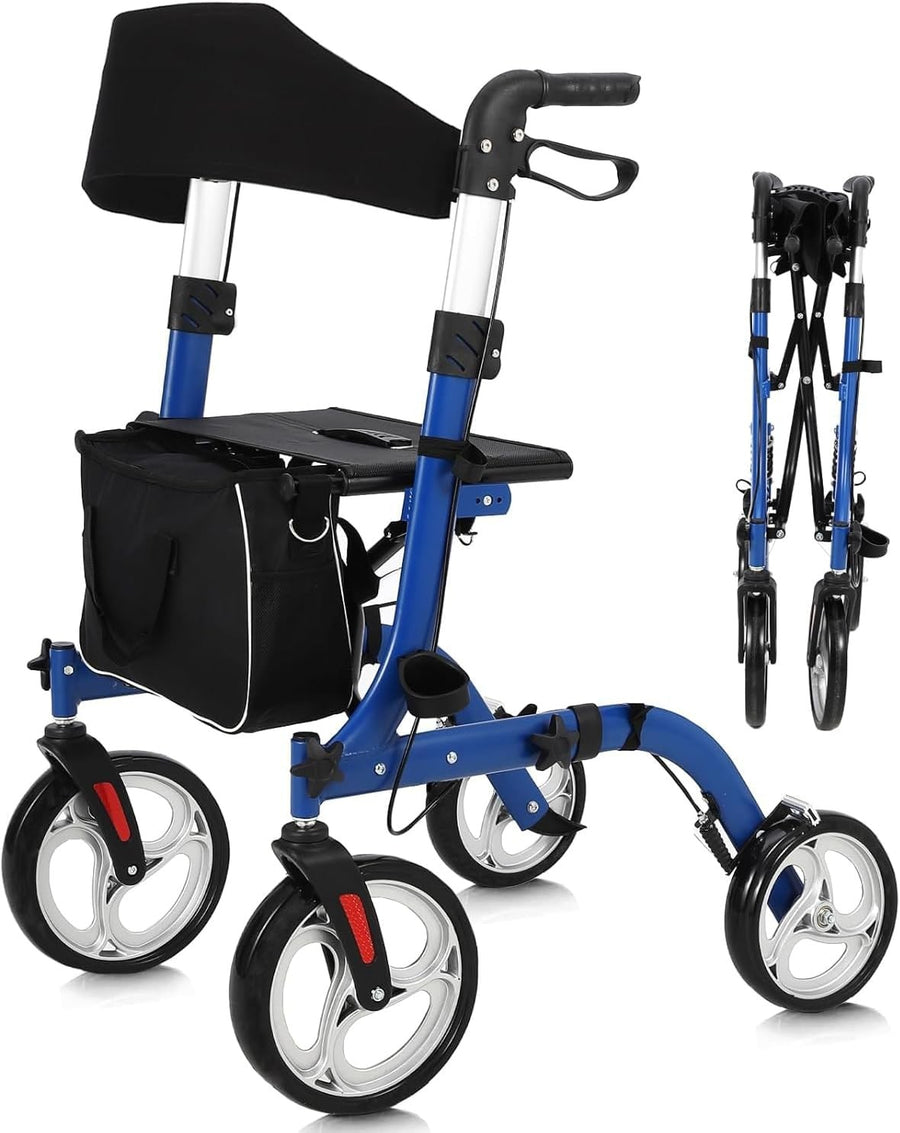 2 in 1 Rollator Walker Wheelchair with Seat Folding Adjustable Handle 150kg