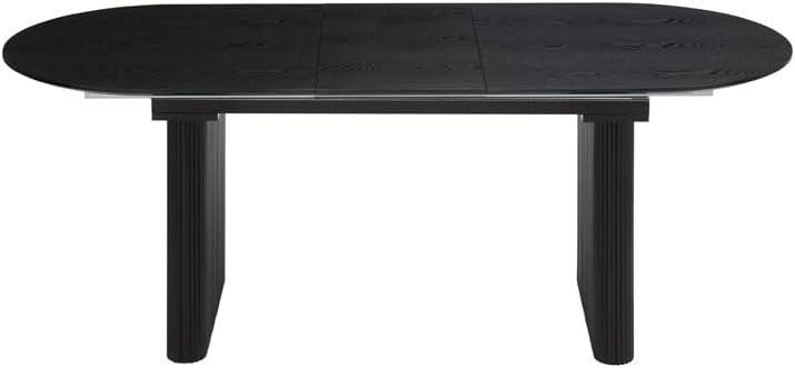 Extending Black Wooden Dining Table 6 Seater Oval Modern Space Saving