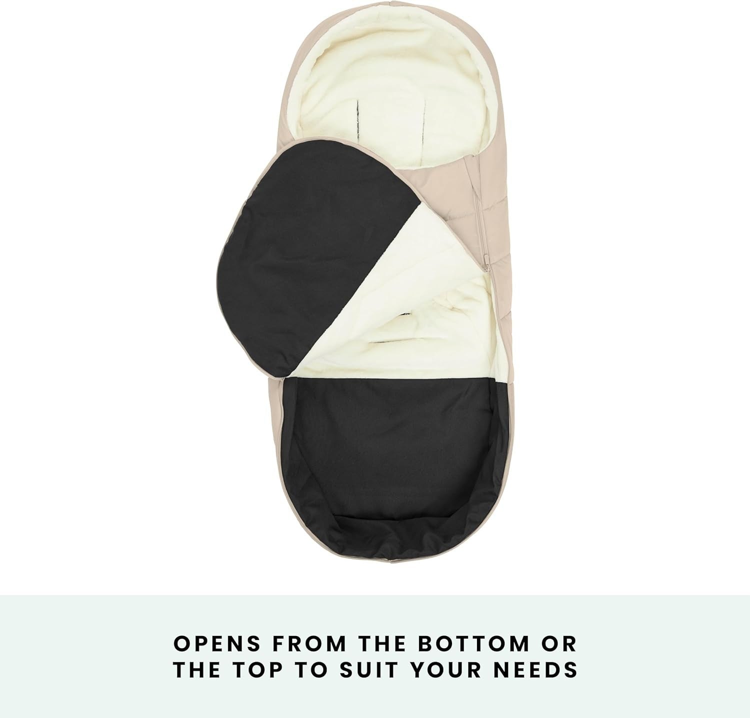 Universal Pram Footmuff Faux Fur Lined Showerproof Cosy Toes Stone